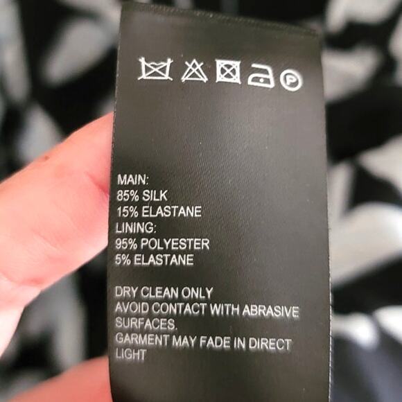 Whistles Silk Blend Bodycon Dress Botanical Floral Print Light / Navy Blue 8 - Picture 6 of 10